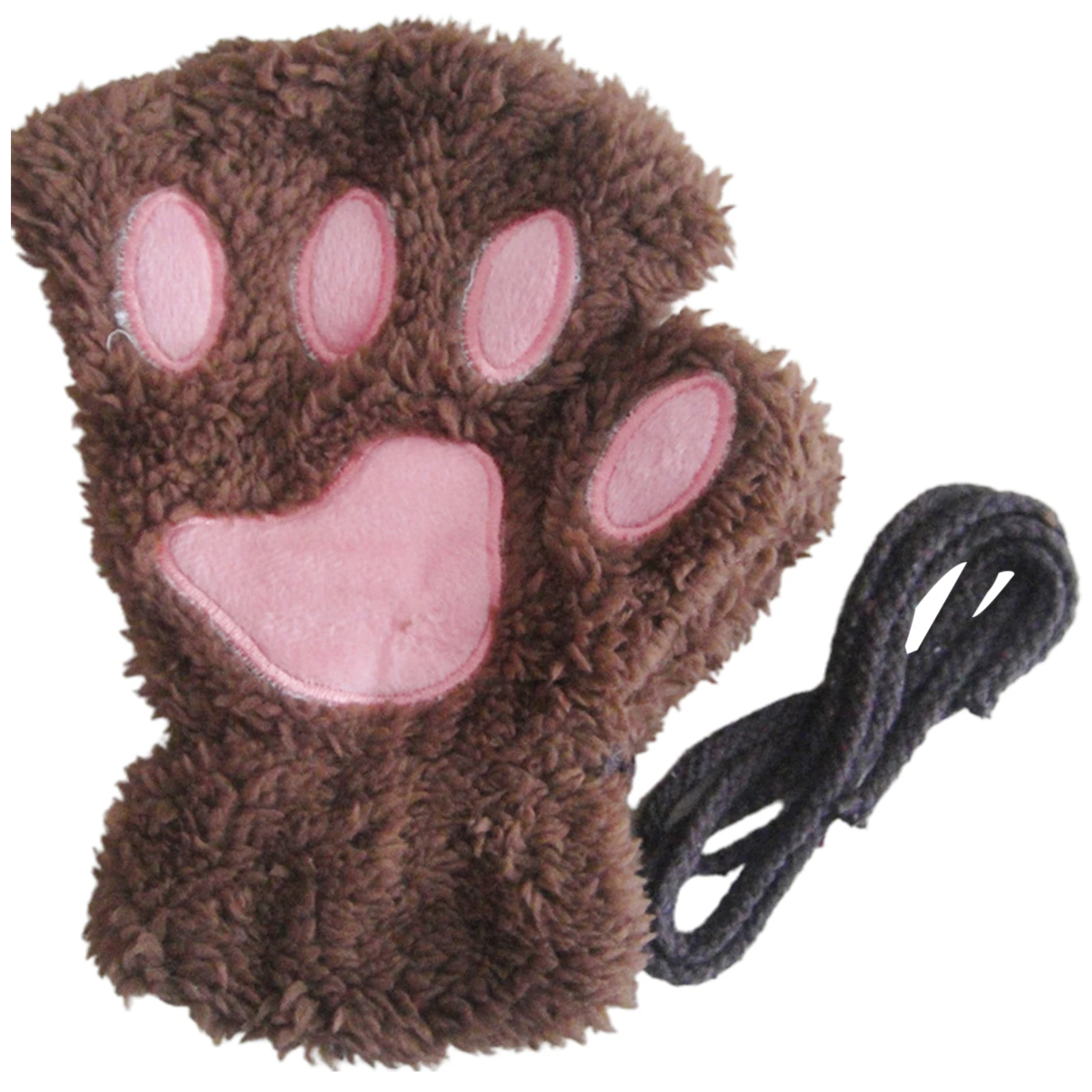 

Gifts Cat Paw Warm Thick Mittens Cold Weather Fluffy Protective Skiing Half Finger Cute Cartoon Soft Plush Women Winter Gloves