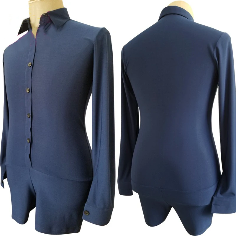 

Комбинезон DNV12055 мужской для латиноамериканских танцев, рубашка с отложным воротником и длинными рукавами, одежда для тренировок и представлений