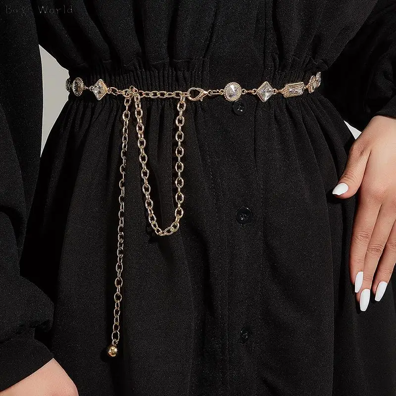 1pc Stylish Rhinestone Belt Women Waist Belt Female Daily Dress Shirt Decoration Belt Waist Chain Luxury Belt
