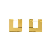exaggerated three dimensional square temperament earrings women high end personality titanium steel fashion jewelry accessories