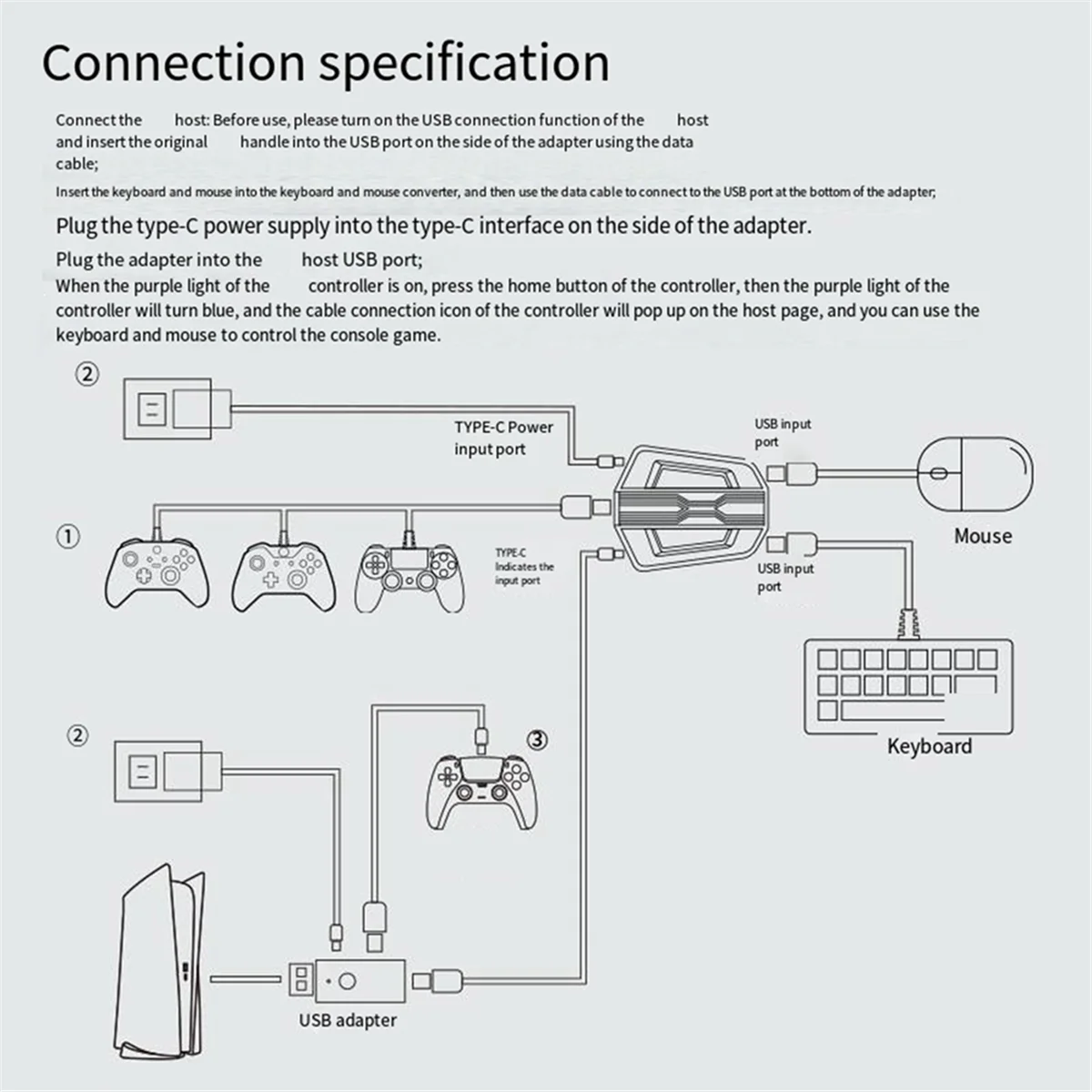 Конвертер клавиатуры и мыши для PS5 PS4 Xbox OneXbox Series XS, адаптер игровой консоли, напрямую (art.: 3920c826efdfa) - 3920c826efdfa