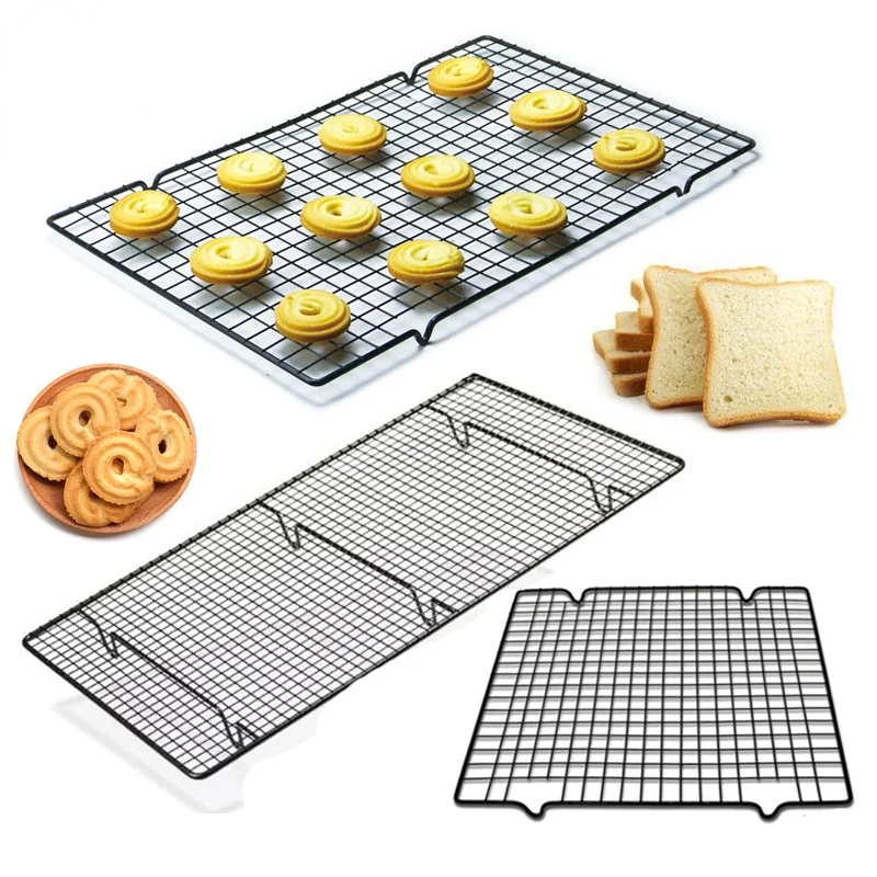 

Stainless Steel Wire Grid Cooling Tray Cake Food Rack Oven Kitchen Baking Pizza Bread Barbecue Cookie Biscuit Holder Shelf Rack