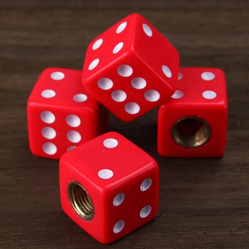 

4PCS Plastic Bicycle Dice Tire Valve Caps Mountain Bike Tyre Air Valve Stem Dust Caps Car ATV Wheel Rims Bicycle Accessories Red