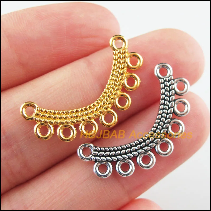 Шармы HCJBAB цветочные и лунные позолоченные/посеребренные 35 шт.