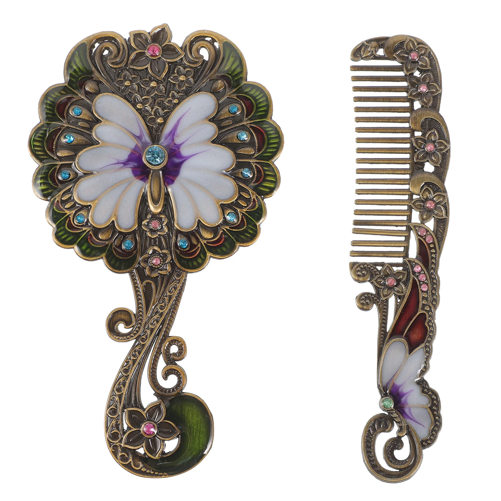 

1 Set Decorative Makeup Mirror Portable Makeup Mirror Small Vintage Mirror with Comb