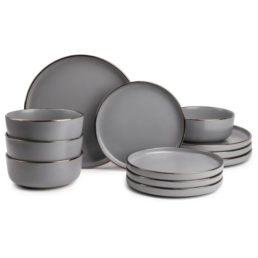 

Dinnerware Ava Stoneware, 12 Piece Set Dishes and Plates Sets