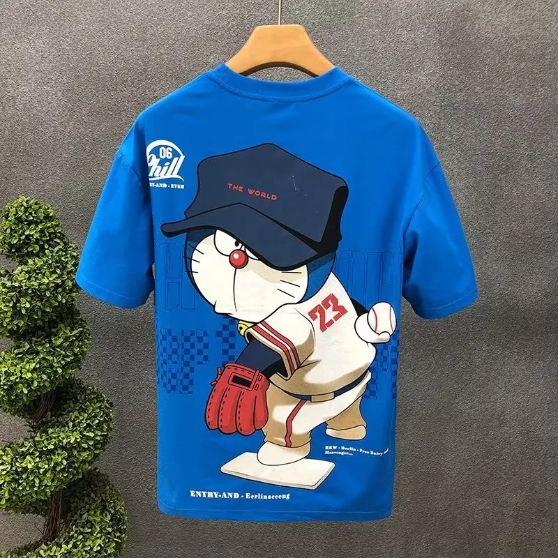 Summer Men's Cotton T-shirt Japan Men's Cool Cartoon Short Sleeve Tops High Quality White T Shirt O-neck Tee Shirt Men Clothing