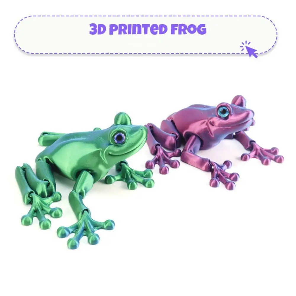 Фото PLA 3D печатная модель лягушки, многошарнирная подвижная мини-кукла-лягушка, сплошной цвет, шарнирная фигурка животного, украшение для рабочего стола №3