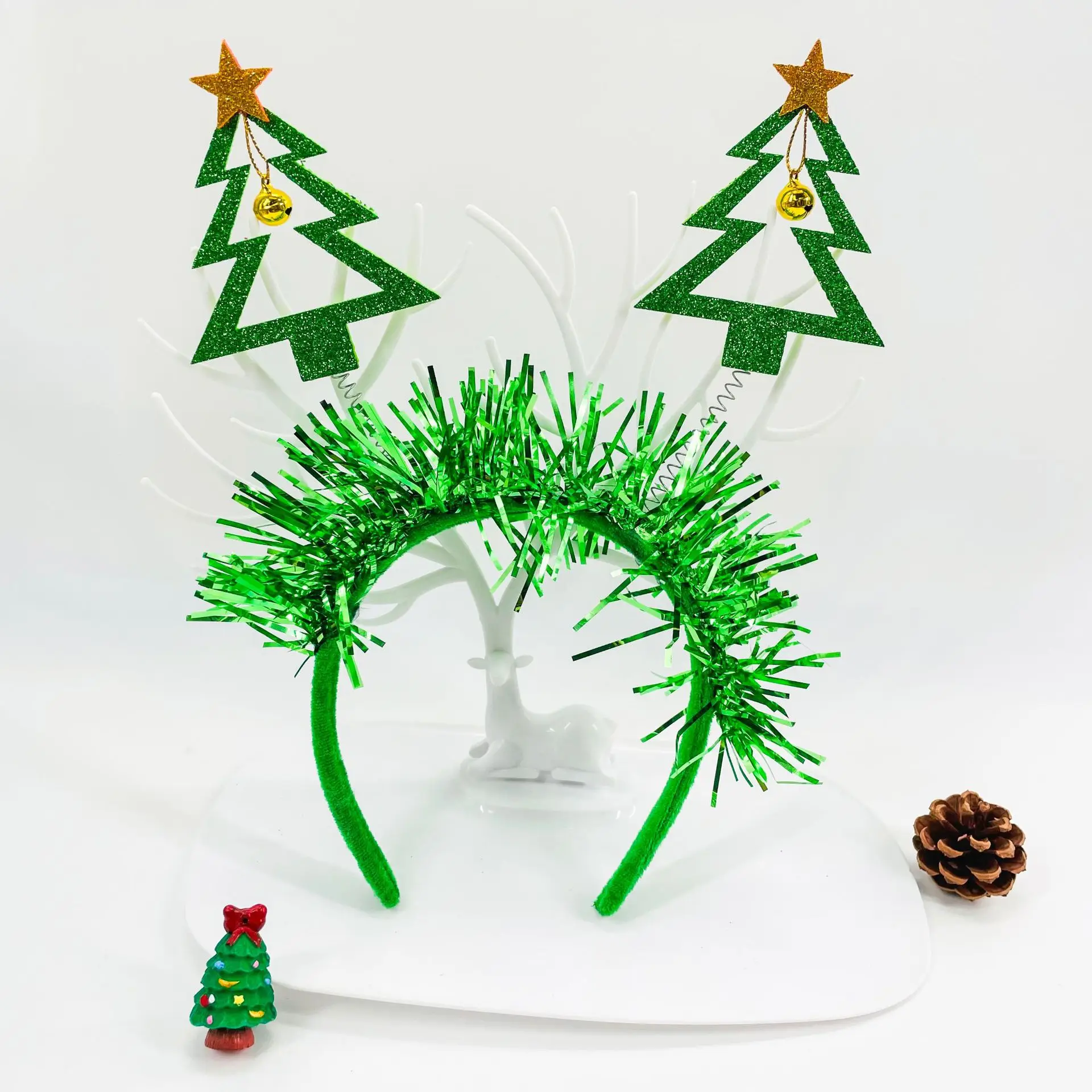 Рождественская елка снежинка колокольчики повязка на голову рождественские