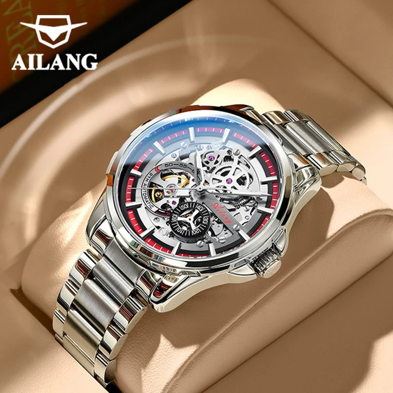 New AILANG Automatic Men's Watch Stainless Steel Simple Mechanical Watch Fashion Sports Luxury Clock