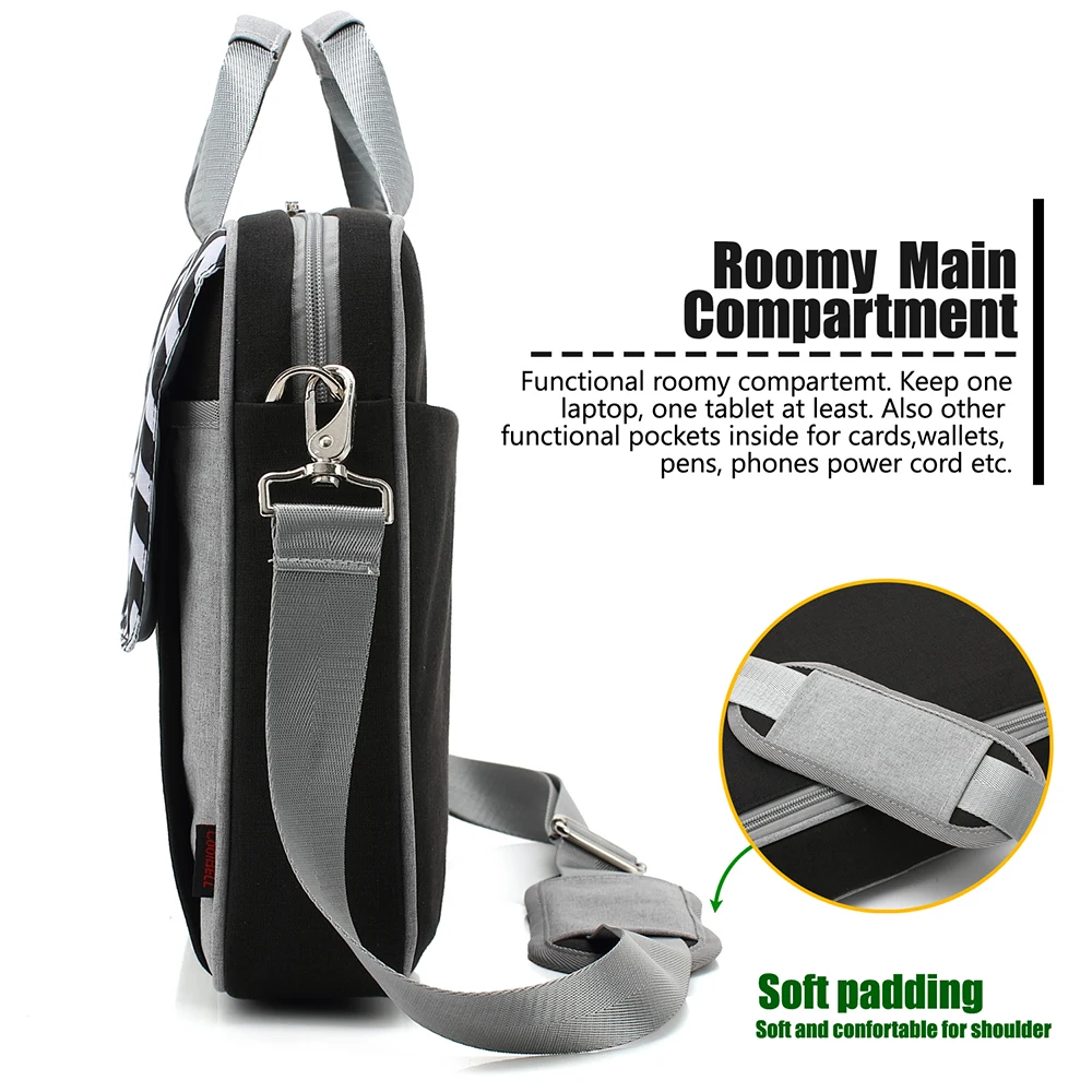 Fashion 15.6/17.3 Inch Nylon Laptop Bag Men's and Women Messenger Hand Bag with Stylish Shoulder Protection Crossbody Bag