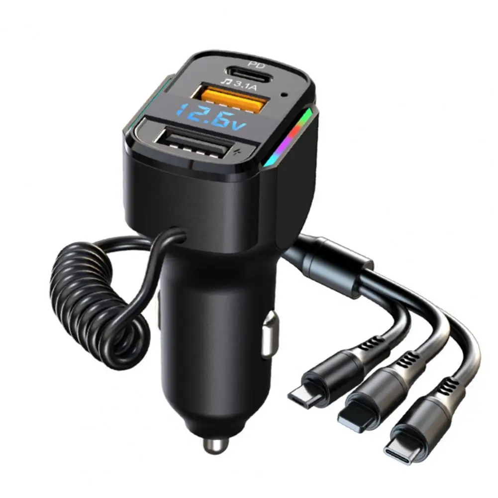 

Premium USB Charger Digital Display 3 in 1 Car Charger Dual USB Car Charger Socket
