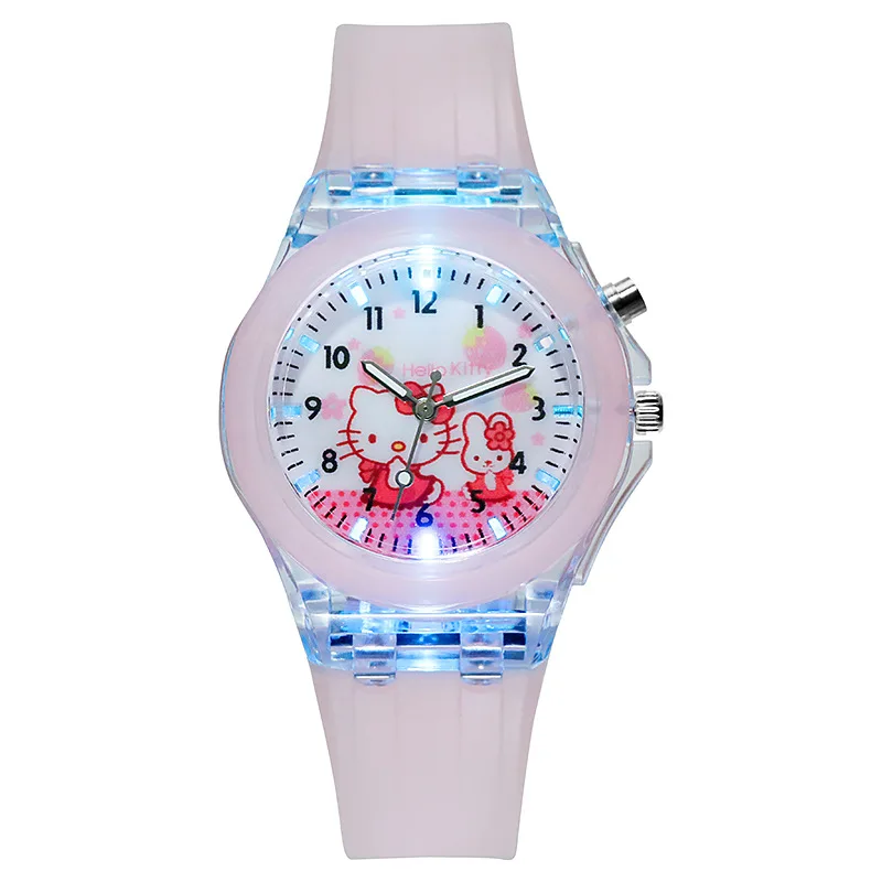 

Часы женские кварцевые с силиконовым ремешком, милые Мультяшные Спортивные Светящиеся модные с голубым и розовым браслетом