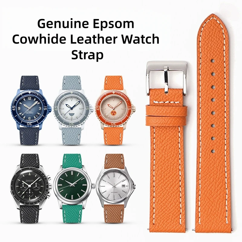 Фото Ремешок для часов из натуральной кожи Epsom Pattern, подходит для Cartier Tank Tudor Hermes, 18 мм, 20 мм, 22 мм, быстросъемный ремешок для часов. №5