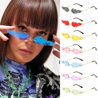 trendy party metal eyewear rimless fashion flame sunglasses sun glasses flame shaped sunglasses for women