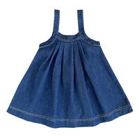 Toddler Girl Fall Dress Solid Color Blue Denim Children Clothing