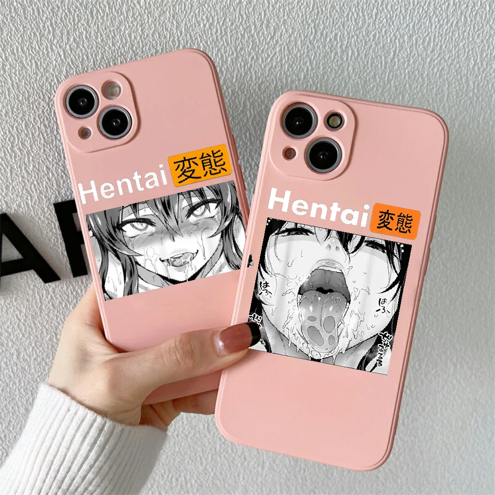 

Ahegao Face Hentai Anime Phone Case For iphone 5 5S SE 2 6 6S 7 8 11 12 Mini Plus X XS XR Pro Max Candy pink