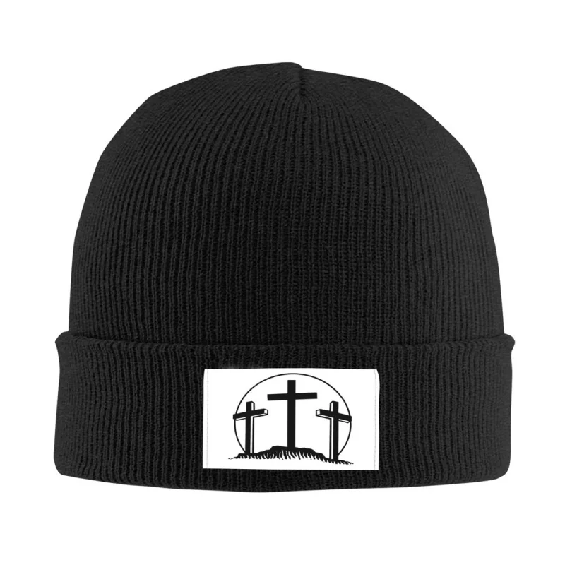 

Облегающая шапка унисекс с тремя крестиками, зимняя теплая шапка, мужские вязаные шапки, религиозные шапочки с Иисусом Христа, облегающие шапки для мужчин и женщин