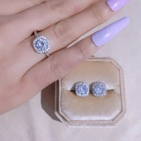uilz 2022 new arrivals luxury 2pcs silver color cz dubai jewelry set ring and earring for women wedding party lady gift jewelry