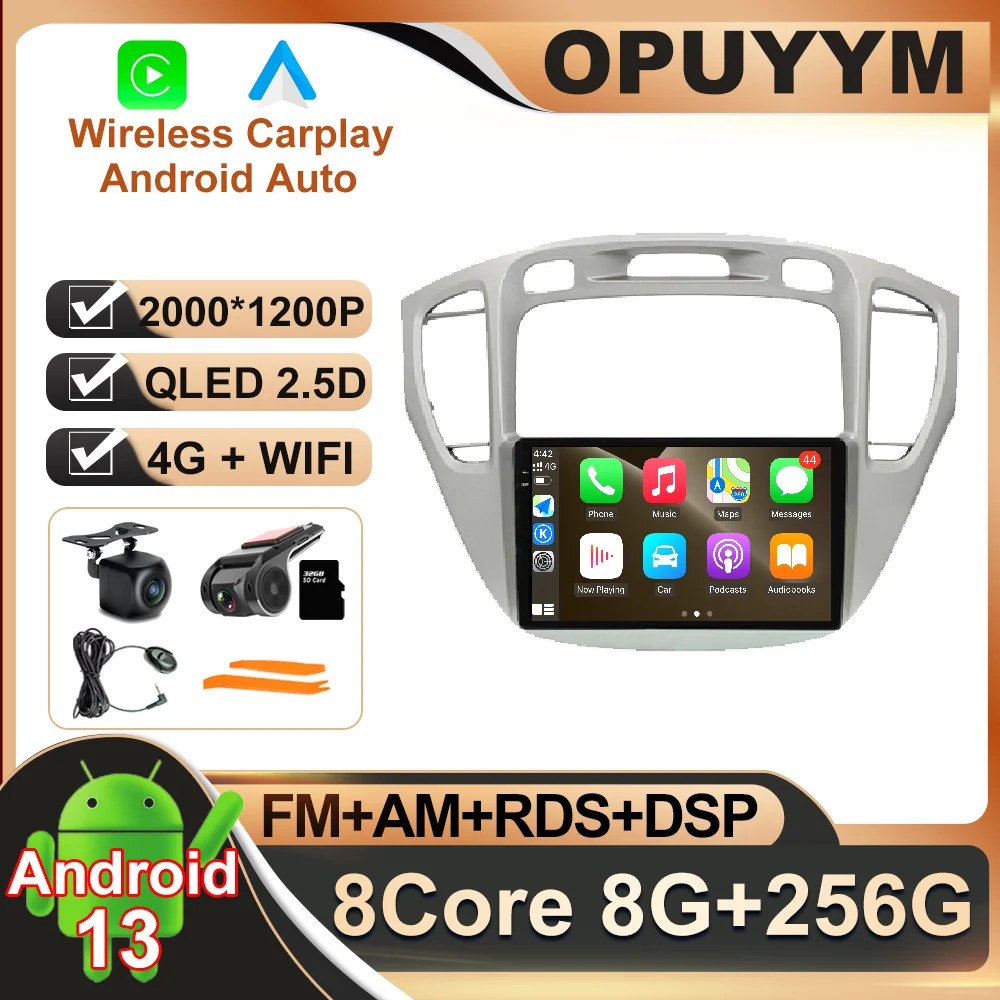 

Android 13 для Toyota Highlander Kluger 2001 - 2007 автомобильное радио видео стерео DSP AHD BT No 2din RDS QLED WIFI ADAS мультимедиа