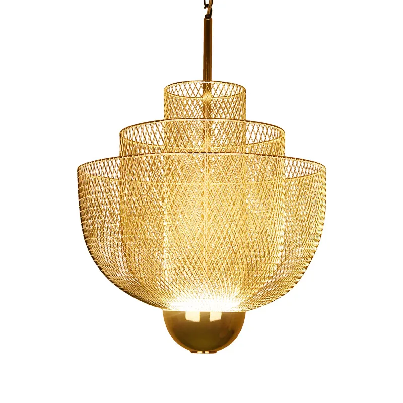 

Netherlands Luxury Metal Grid LED Chandelier Lighting lustre Moooi Designer Iron Geometric Hollow LOFT Pendant Hanging Lamps