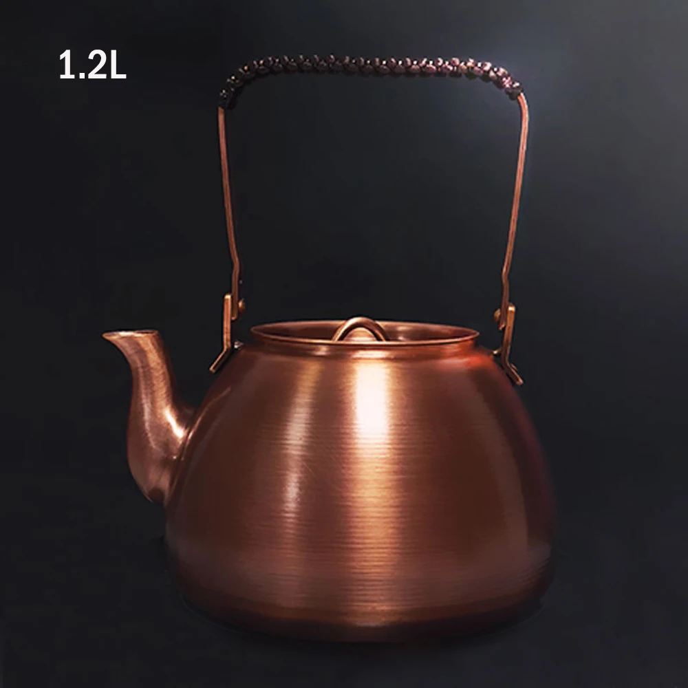 

Винтажный медный чайник, фиолетовый медный чайник ручной работы, круглая плита, чайник для кипячения чая, домашний горшок с ручкой, 1,2 л