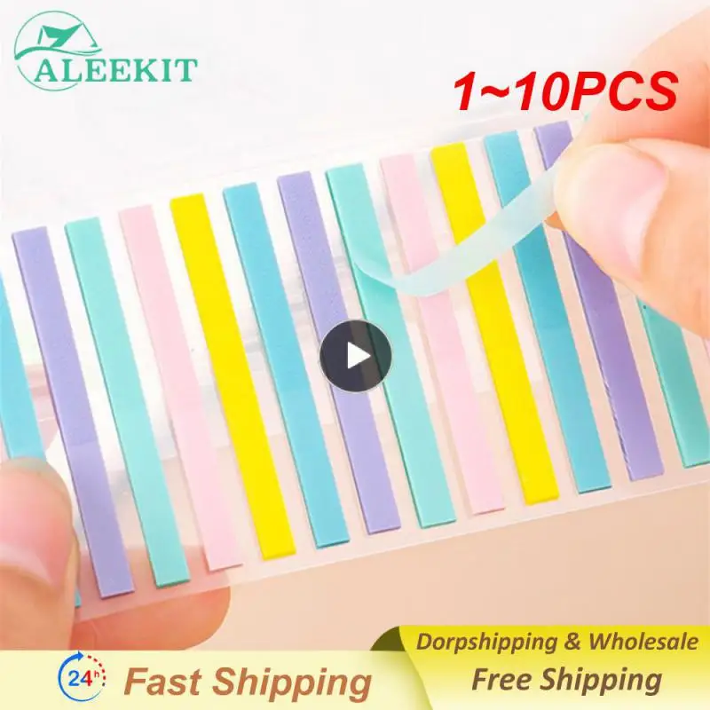 

1~10PCS Color Stickers Transparent Fluorescent Flags Very Thin Strip Index Sticker Writable Color Transparent Post