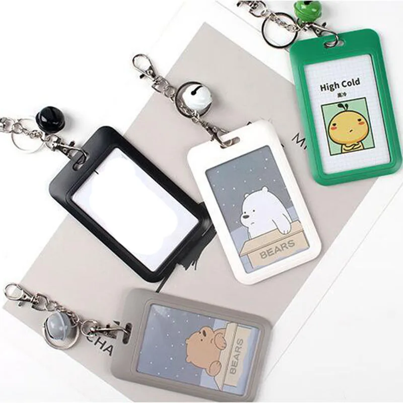 

1pcs New Retractable ID Card Holder Women Men Bank Bus Cards Cover Work Badge Case Keychain Keyring Cartoon Protective Pouch