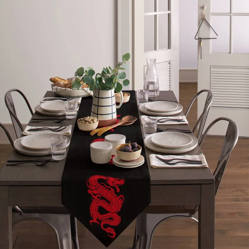 Современная декоративная скатерть с красным драконом и когтями для стола