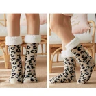 Леопардовые пушистые тапочки носки зимние теплые плюшевые женские мягкие женские пушистые домашние удобные мужские носки женские крутые