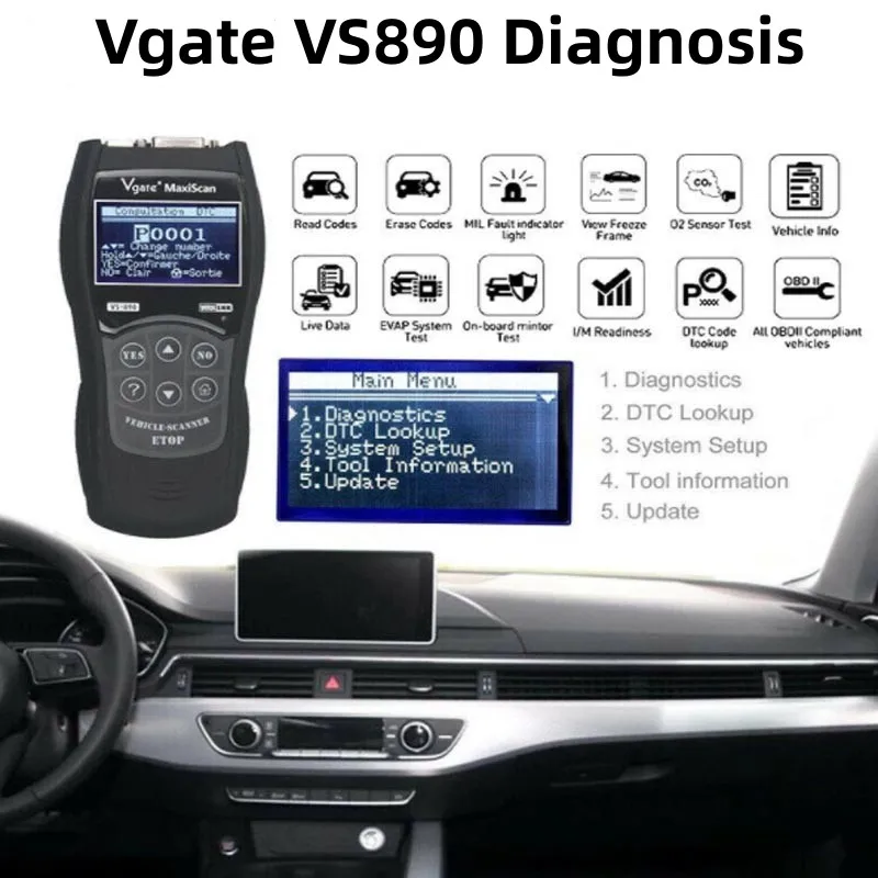 Новейший диагностический сканер Vgate VS890 OBD2, сканер Vgate VS 890 CAN-BUS, многоязычный считыватель кодов автомобиля A +++