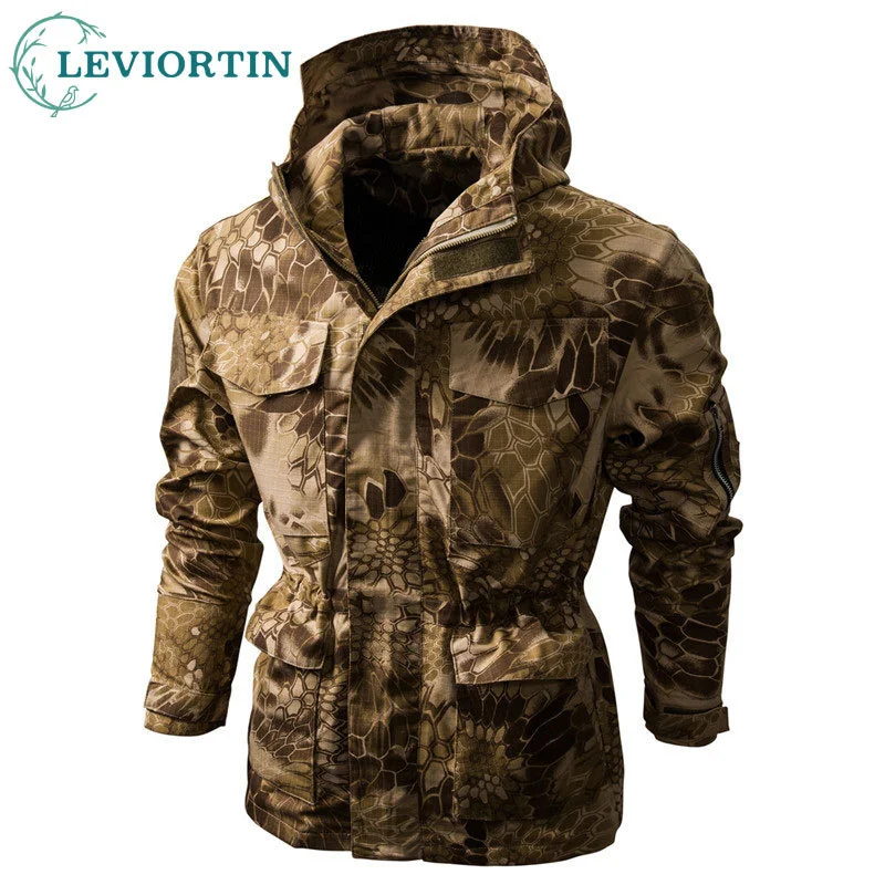 

Winter Camouflage ded Jacket Men Tracksuit Military Outdoor Durable Adjustable Waist Multi-Pocket Windbreaker Combat Coats