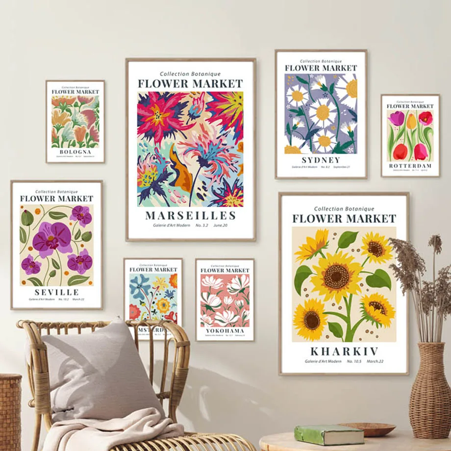 Абстрактный Цветочный рынок Венеция Сидней город настенное искусство скандинавские плакаты холст живопись и принты настенные картины для декора гостиной
