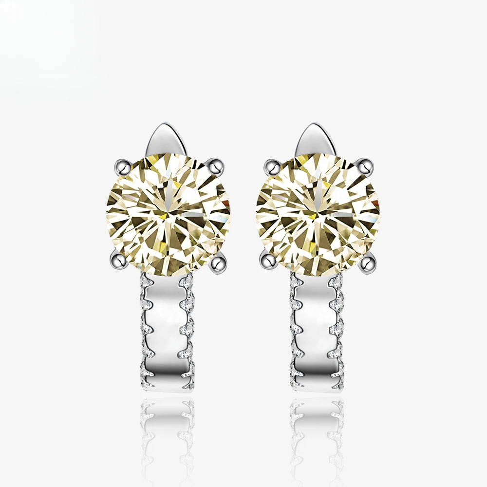 Светло-желтые серьги с четырьмя когтями диаметром 6 5 мм высокоуглеродистыми