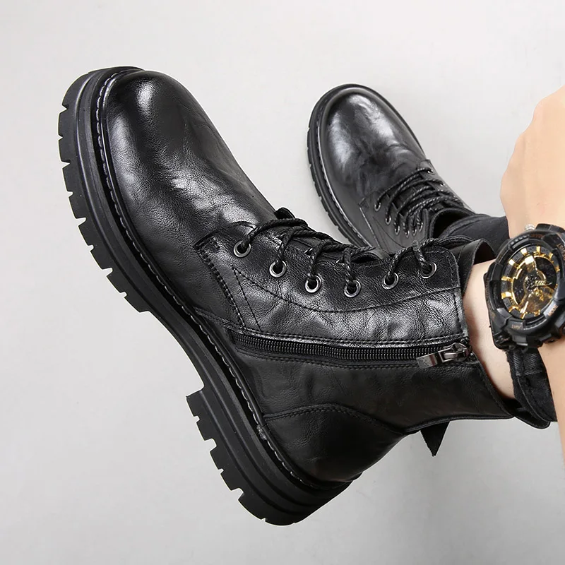 Новинка 2024 модные мужские ботинки мотоциклетные в стиле панк с заклепками