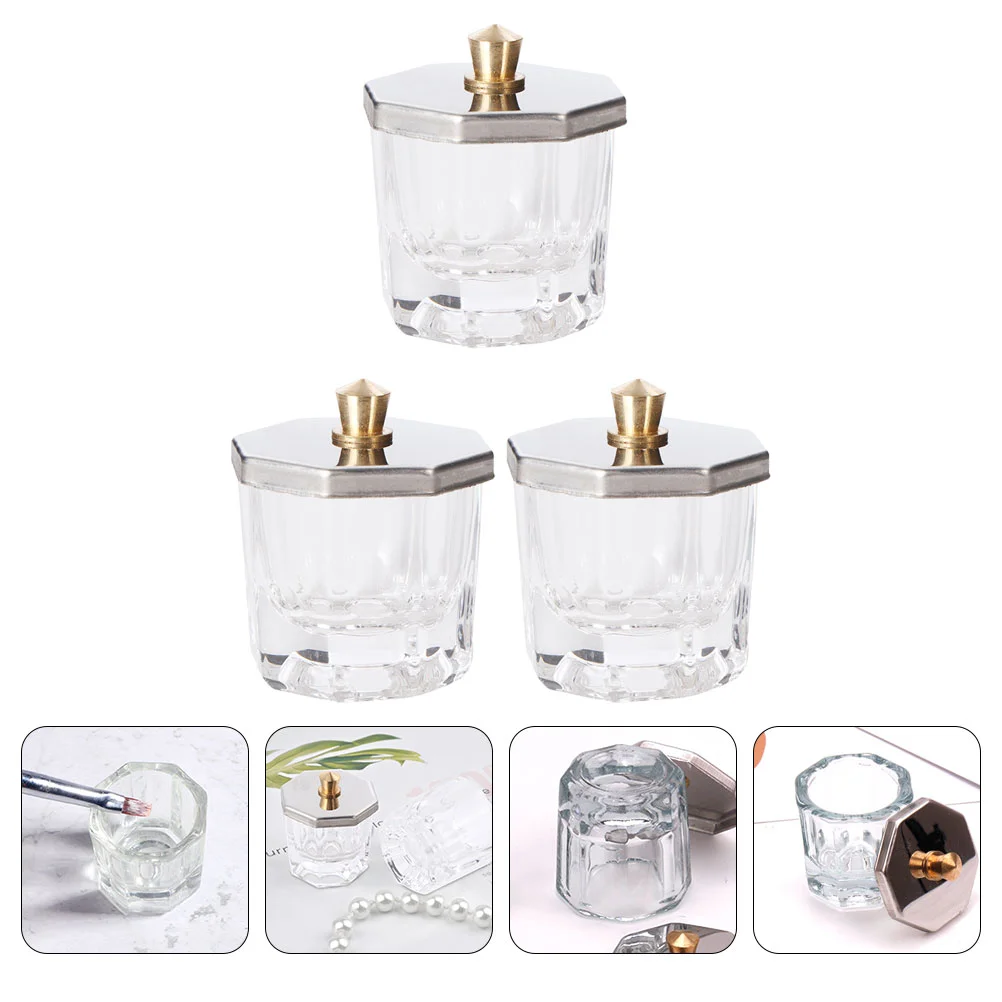 

Nail Dish Cup Glass Dappen Crystal Acrylic Liquid Artmanicure Glassware Nails Powder Bowl Lidtools Container Jar Monomer Holder