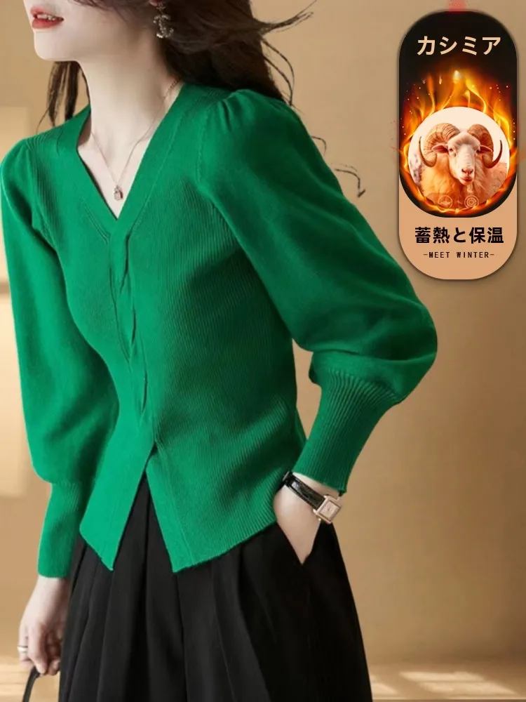 2024 ранняя осень новый шерстяной свитер женский модный вязаный с длинными