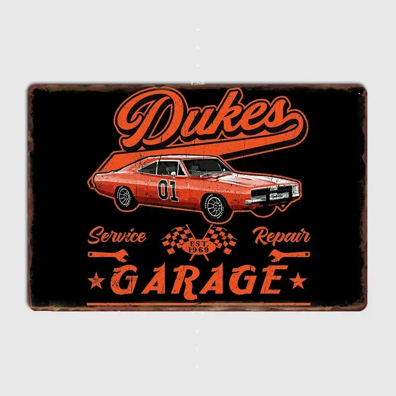 Фото Ретро Dukes гаражный постер с рисунком, принт, настенная живопись, металлическая живопись, винтажная жестяная вывеска для гаража, художественный декор, стена комнаты №1