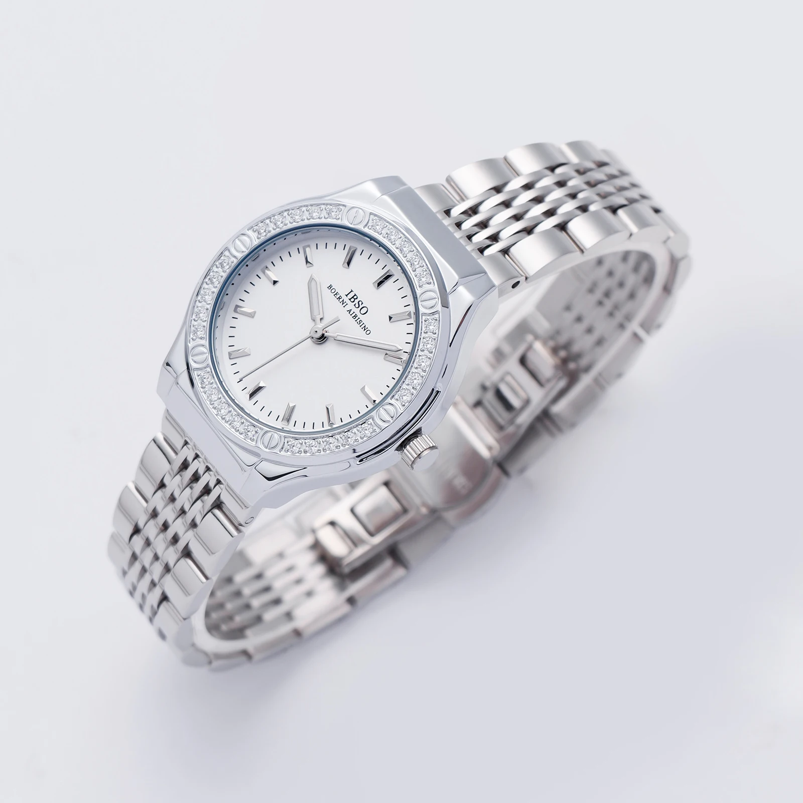 IBSO женские роскошные кварцевые часы 3ATM японский кварцевый механизм с ремешком из