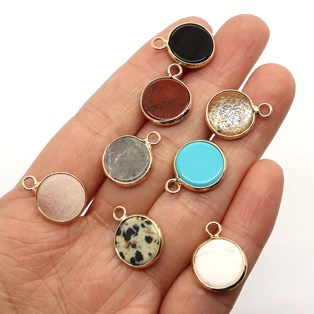 

Natural Round Pendant Red Stone Zebra Quartz Turquoise Handmade Earrings DIY Charm Jewelry Accessories Gift Making Party 14x18mm