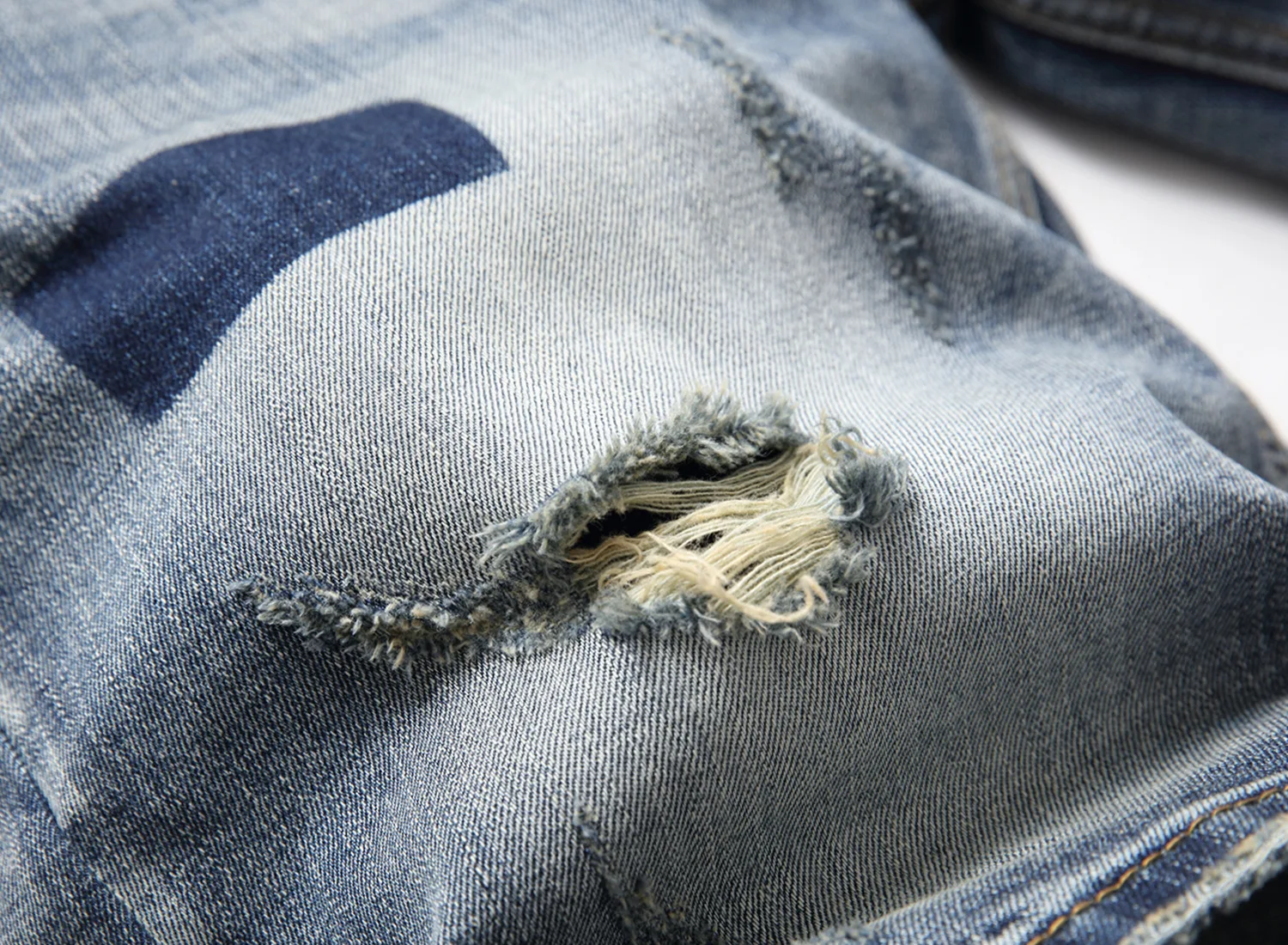 Men's Loose Jeans Holes Denim Pants Nostalgic Retro High Street Jeans Knee Length Shorts Jeans Streetwear Men