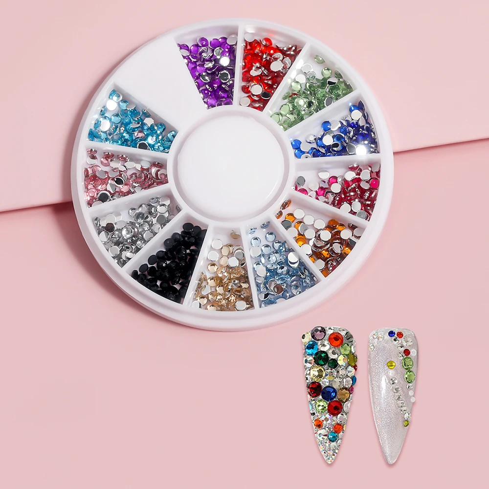 

Блестящие бриллианты в виде диска, 12 ячеек, Маленькие искусственные украшения для ногтей, Радужный цвет, маленькие кристаллы, украшения для ногтей, аксессуары для дизайна ногтей