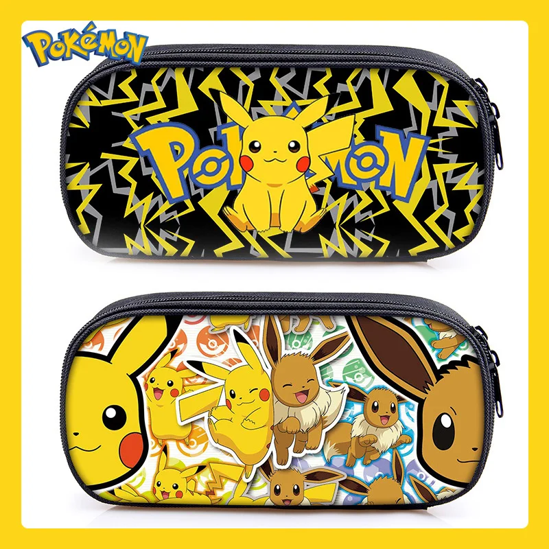 

Pokemon Pencill Case Pikachu Black Pen Bag School Supplies Stationery Schoolbag Cute Anime Figure Storage Bag Shoulder Toy Boy