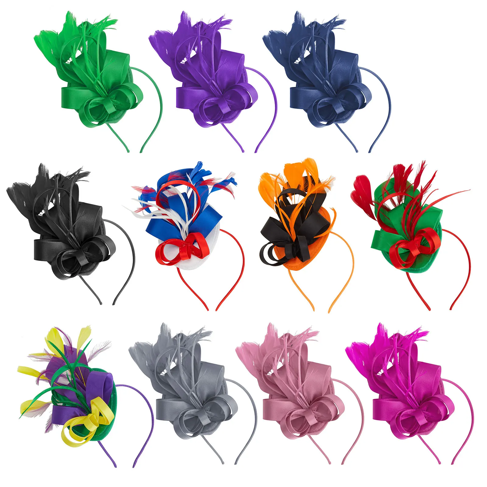 Женская шляпка-Вуалетка обруч для волос в виде цветов и перьев