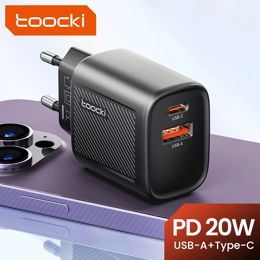 Мини-зарядное устройство Toocki GaN USB 20 Вт для iPhone 15 14 13 12 11 Pro Max PD QC3.0 Тип C Быстрое