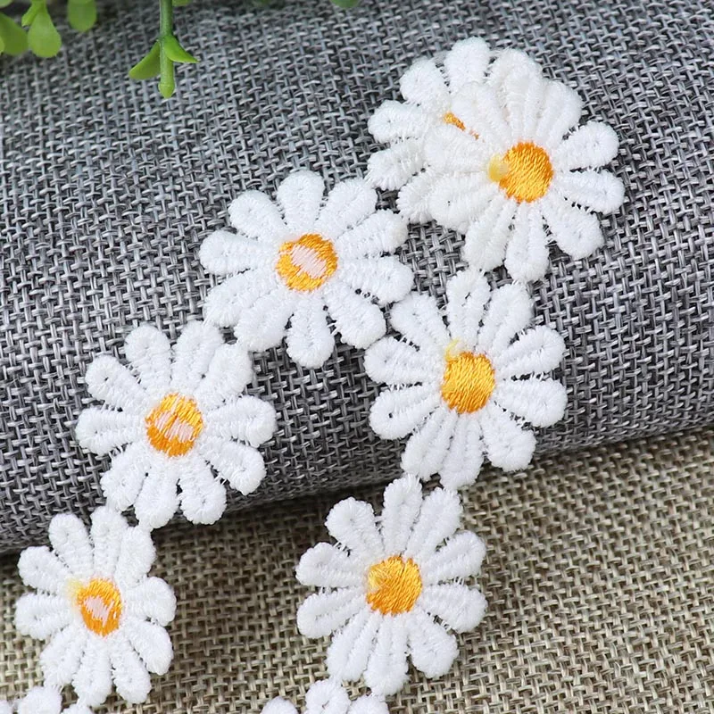 

1 ярд 25 мм кружевная отделка в виде маргаритки, вязаная Свадебная вышитая лента для рукоделия, шляпы, головные уборы ручной работы