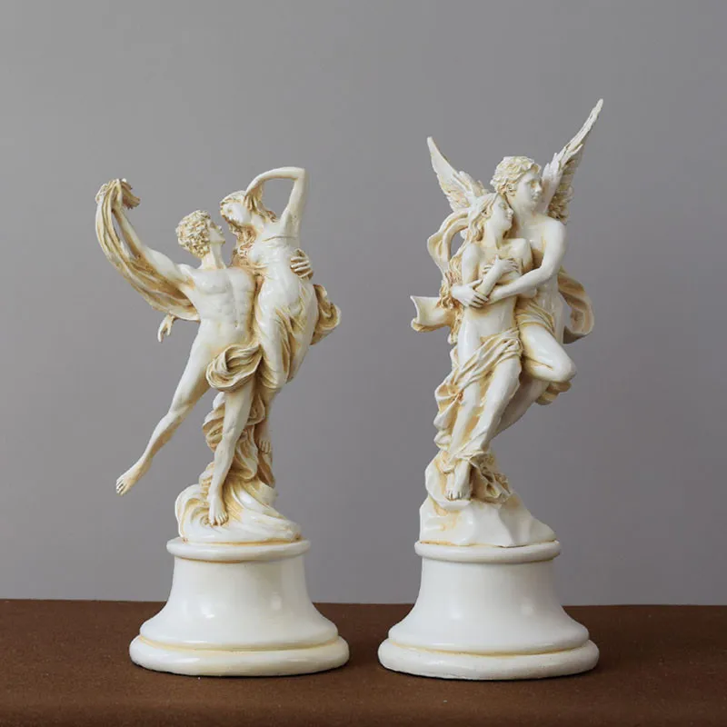 

Greek Mythology Eros Wings Angel Sculpture Dancer Statue Livingroom Cabinet Bookcase Creative Home Decoration Wedding Gifts