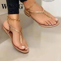 womens flat heel thong sandals fashion shiny ladies simple sandals beach casual womens shoes 2022 summer new style