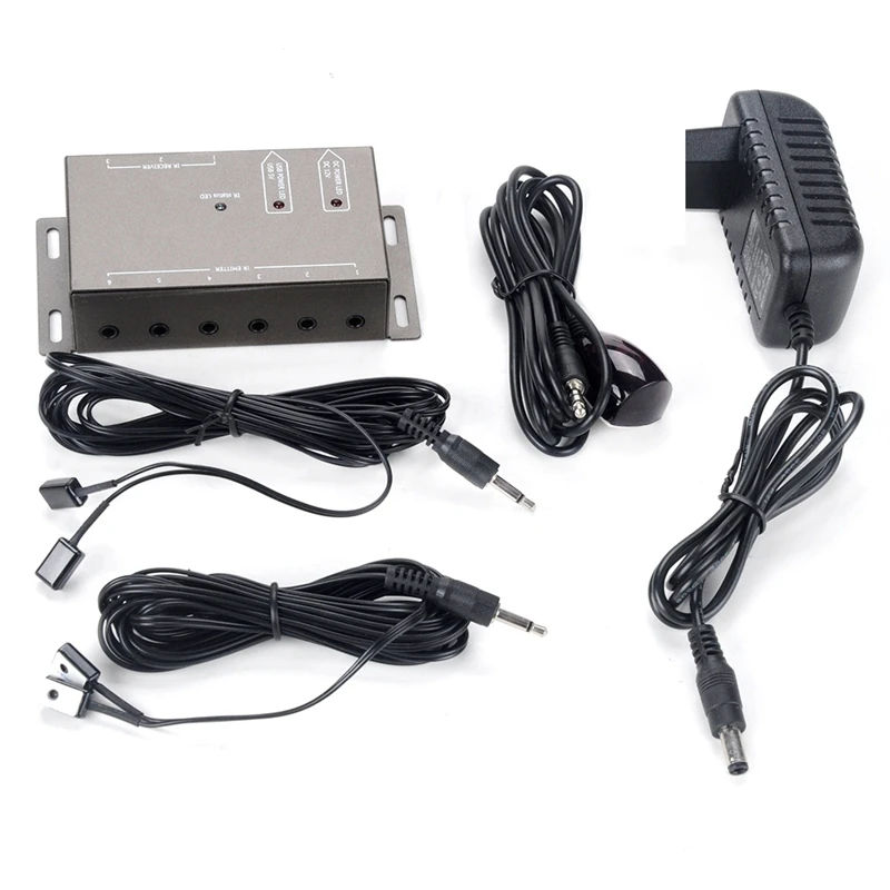 

IR Remote Extender Transponder 4 Emitters 1 Receiver Infrared Repeater System Kit(US Plug)