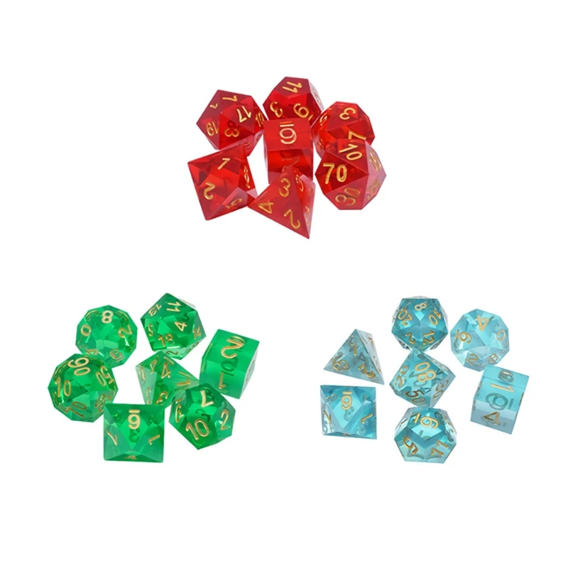 

7Pcs/Pack Different Number of Faces Resin Dices Game Props Educational Toys Children Kids Multi-faceted Digital Dices